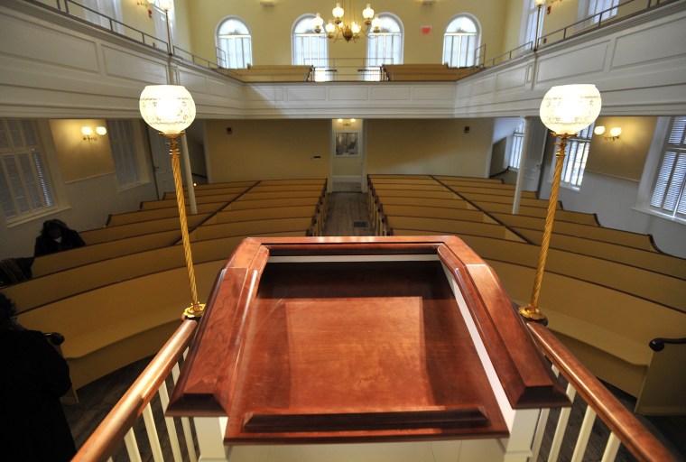A view from the podium inside the African Meeting House in Boston.