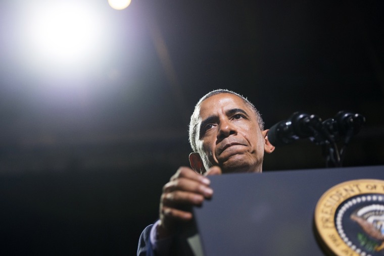 President Barack Obama speaks during a ceremony on Aug. 7, 2014 at Fort Belvoir in Virginia.