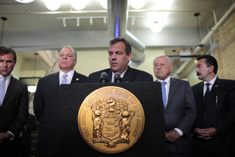 New Jersey Gov. Chris Christie speaks to the media following a summit over the future of Atlantic City, Sept. 8, 2014.