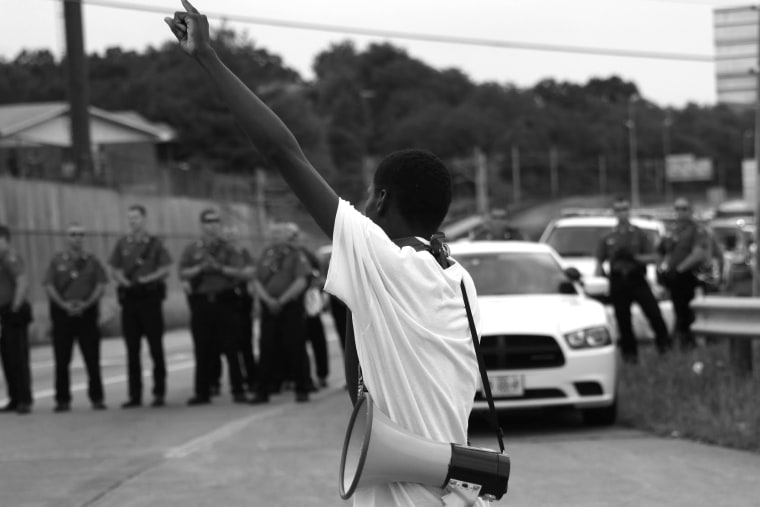 Joshua Williams, takes part in protests in Berkeley, Mo. on Sept. 10, 2014 (Photo by Trymaine Lee for MSNBC)