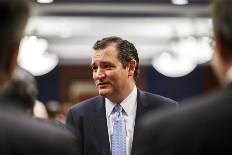 Texas Senator Ted Cruz meets with constituents in Washington, D.C., April 1, 2014.