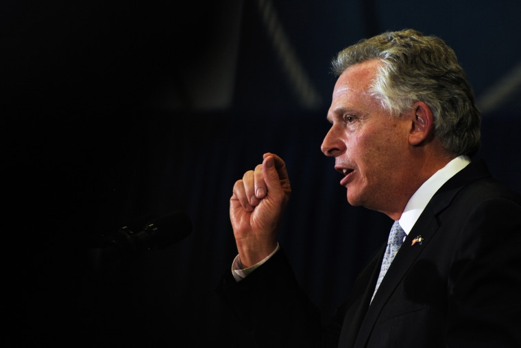 Terry McAuliffe speaks at an event on Oct. 28, 2013, in Herndon, Va. (Photo by Jocelyn Augustino/Redux)