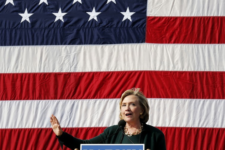 Former U.S. Secretary of State Hillary Clinton speaks at the 37th Harkin Steak Fry in Indianola, Iowa, on Sept. 14, 2014.