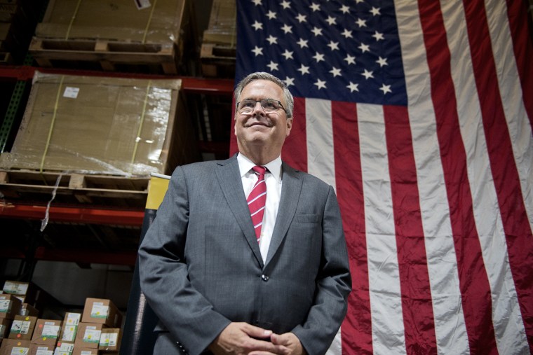 Former Florida Gov. Jeb Bush, attends an event with members of the National Federation of Independent Business at Illuminating Technologies Inc., in Greensboro, N.C., on Sept. 24, 2014.
