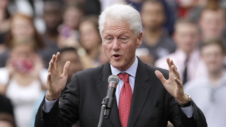 Former President Bill Clinton speaks at a Democratic political rally at the University of Central Arkansas in Conway, Ark., Monday, Oct. 6, 2014.