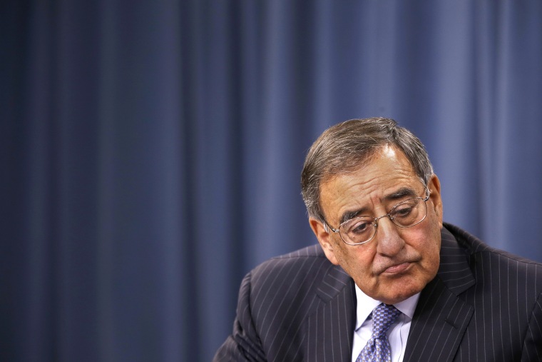 Leon Panetta listens to a question during at a news conference at the Pentagon, Thursday, Sept. 27, 2012.