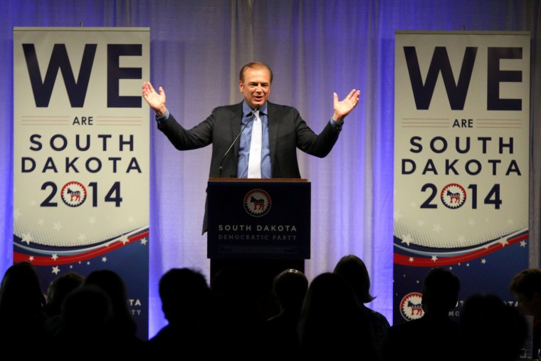 U.S. Senate candidate Rick Weiland speaks at the Democratic Convention Friday evening, June 27, 2014 in Yankton, SD.