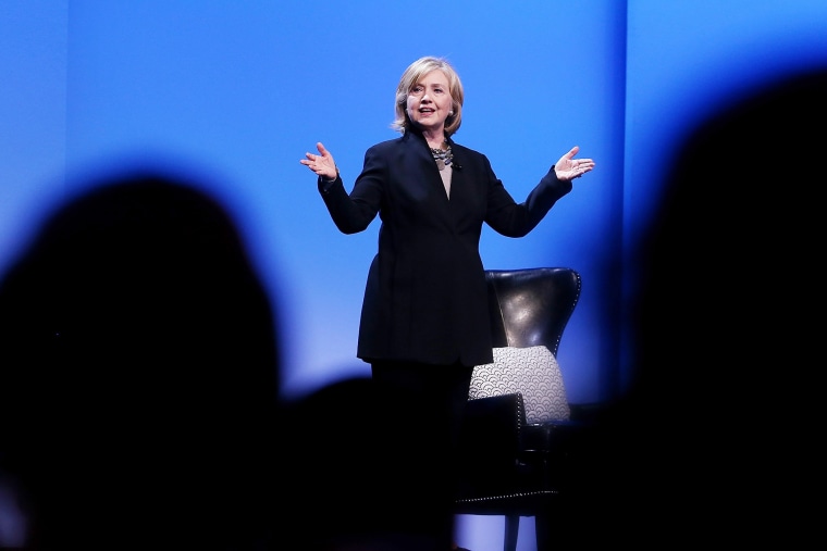 Former U.S. Secretary of State Hillary Clinton delivers a keynote address during the 2014 DreamForce conference on Oct. 14, 2014 in San Francisco, Calif.