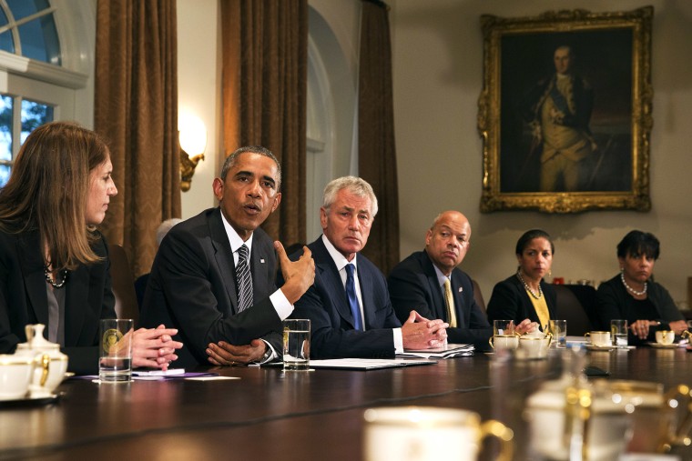 President Barack Obama speaks to the media about Ebola during a meeting in the Cabinet Room of the White House in Washington, D.C. on Oct. 15, 2014.