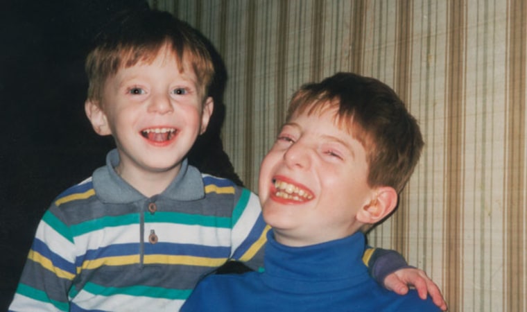 James Clementi (right) laughs alongside his younger brother Tyler at their childhood home in Ridgewood, N.J.