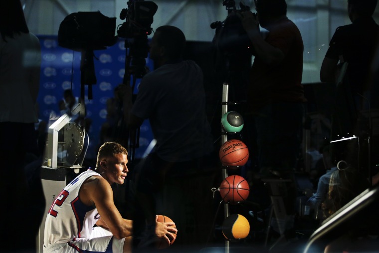 Los Angeles Clippers' Blake Griffin poses during a film shoot at the NBA basketball team's media day, Sept. 29, 2014, in Los Angeles, Calif. (Photo by Jae C. Hong/AP)