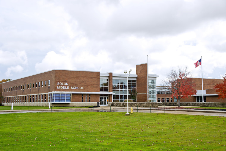 Solon Middle School in Solon, Ohio closed on Oct. 16, 2014. Solon Middle School and Parkside Elementary School were closed for disinfection as a precaution to protect students from Ebola.