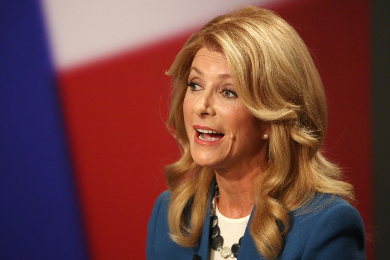 Democratic Gubernatorial candidate and Texas State Senator Wendy Davis responds to a question during the final gubernatorial debate in Dallas on Sept. 30, 2014. (Photo by Andy Jacobsohn/The Dallas Morning News/Pool/AP)