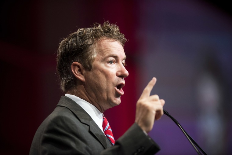Sen. Rand Paul (R-Ky.) speaks at an event in Cincinnati, Ohio on July 25, 2014. (Photo by Ty William Wright/The New York Times/Redux)