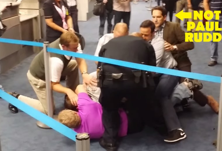 A YouTube user caught an altercation on camera in the Dallas-Fort Worth airport on Saturday, Oct. 25, 2014. Actor Paul Rudd is not among those pictured, no matter what you might have heard on the Internet.