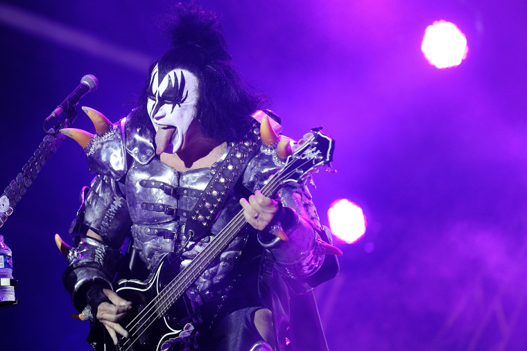 The bassist of US rock band Kiss Gene Simmons performs on stage during the Hellfest Heavy Music Festival on June 22, 2013 in Clisson, western France. (Photo by Jean-Sebastien Evrard/AFP/Getty)