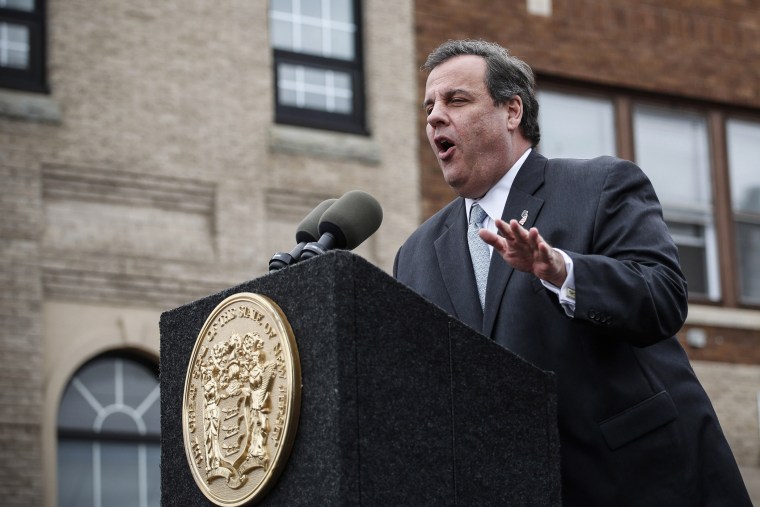 N.J. Governor Chris Christie speaks at an event in Belmar two years after Hurricane Sandy on Oct. 29, 2014. (Kena Betancur/Getty)