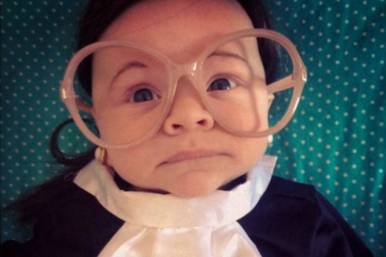 Child dressed as Supreme Court Justice Ruth \"Baby\" Ginsberg. (@taffyakner via twitter via NBC News)