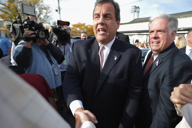 New Jersey Gov. Chris Christie campaigns with Maryland Republican gubernatorial candidate Larry Hogan on Oct. 28, 2014. (Chip Somodevilla/Getty)