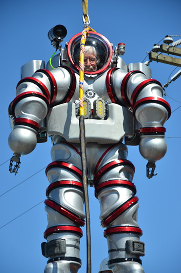 Jean-Michel Cousteau taking a test dive in an EXOSUIT.&nbsp;