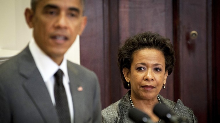 President Barack Obama nominates Loretta Lynch as Attorney General in Washington D.C., on Nov. 8, 2014. (Photo by Rex Features/AP)