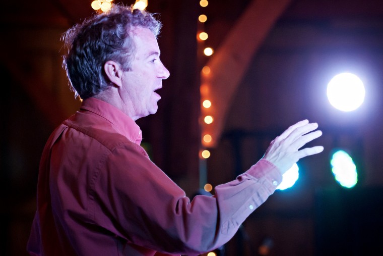 U.S. Sen. Rand Paul speaks to supporters Oct. 12, 2014 in Bowling Green, Ky.