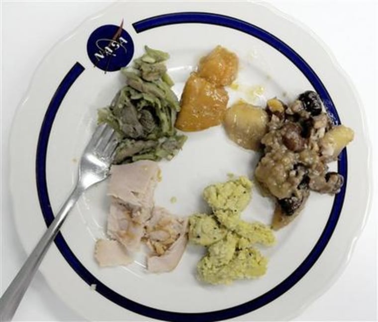 The Thanksgiving meal in space, 2008.