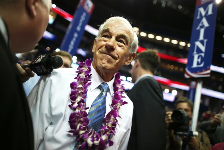 Rep. Ron Paul (R-Texas) walks the arena floor during the second day of the Republican National Convention at the Tampa Bay Times Forum on Aug. 28, 2012 in Tampa, Fla. (Photo by Chip Somodevilla/Getty)