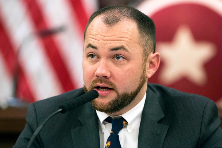 New York City Councilman Corey Johnson speaks at a hearing introducing legislation making it easier for transgender people to change the sex on their birth certificates, Nov. 10, 2014.