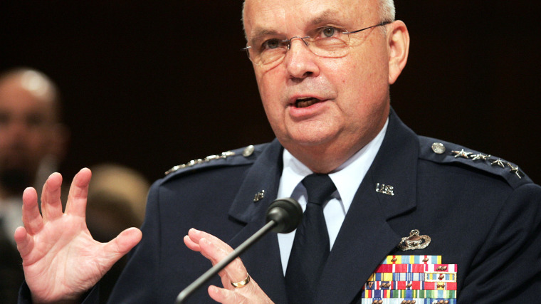 Central Intelligence Agency (CIA) Director Michael Hayden testifies before the Senate Select Intelligence Hearing on Capitol Hill in Washington, D.C, on Deb. 5, 2008. (Photo by Saul Loeb/AFP/Getty)
