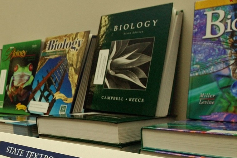 Some of the biology textbooks, Sept. 10, 2003.