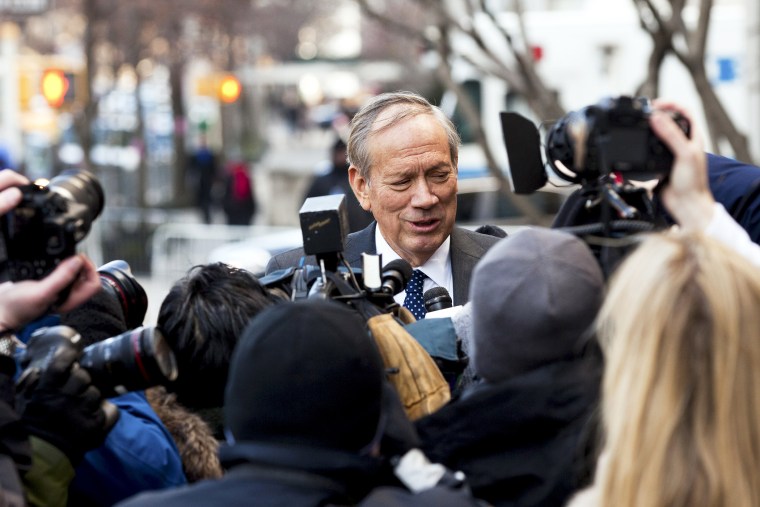 Former New York Gov. George Pataki arrives at an event in New York, N.Y. on Feb. 4, 2013. (Photo by Richard Perry/The New York Times/Redux)
