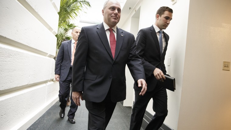 House Majority Whip Steve Scalise, R-La., returns to his office on Capitol Hill in Washington, on Dec. 2, 2014 after a House Republican caucus meeting.