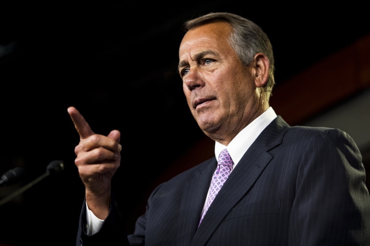 Speaker of the House John Boehner, R-Ohio, holds his weekly press conference in the Capitol on Jan. 8, 2015 in Washington, D.C. (Photo By Bill Clark/CQ Roll Call/Getty)