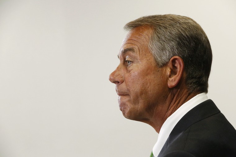 U.S. House Speaker John Boehner (R-Ohio) pauses during remarks to reporters at a news conference following a Republican caucus meeting at the U.S. Capitol in Washington, D.C. on Jan. 7, 2015. (Photo by Jonathan Ernst/Reuters)
