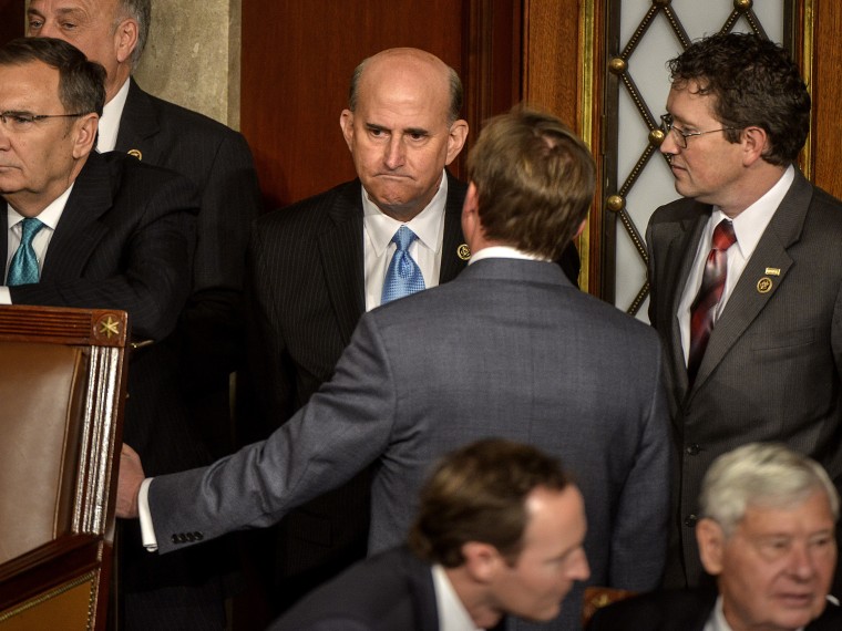Rep. Louis Gohmert(R-TX), makes a face while listening to votes for House Speaker, which he was a candidate for, on opening day of the 114th Congress, on Jan. 06, 2015 in Washington, DC.