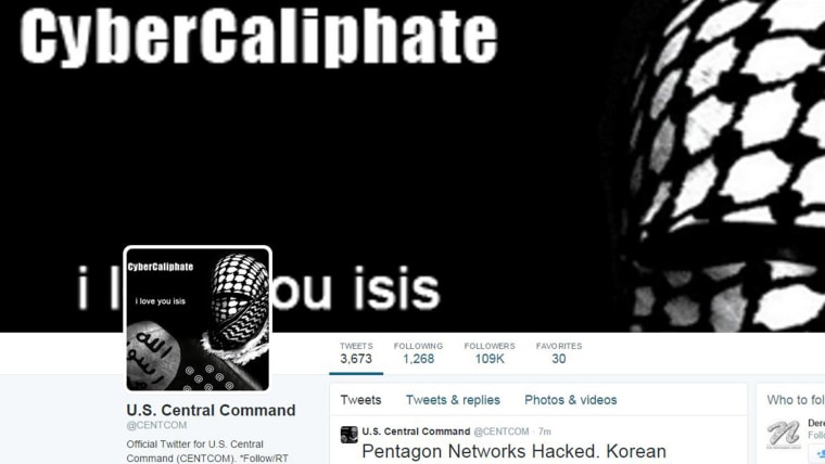 A screenshot of the hacked CENTCOM Twitter account, before it was suspended on Jan. 12, 2015.