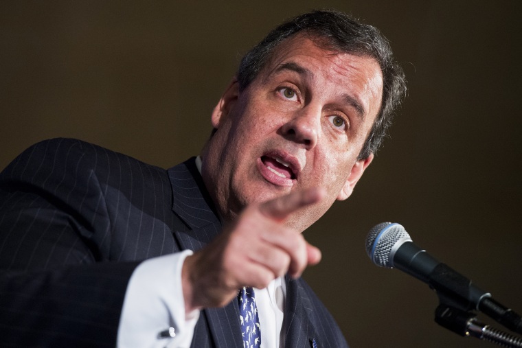 New Jersey Gov. Chris Christie (R) delivers the keynote address at an event on October 21, 2014, in Washington, D.C. (Photo By Tom Williams/CQ Roll Call/Getty)