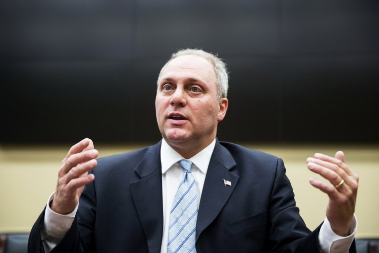 Steve Scalise, R-La., speaks with reporters in the Rayburn House Office Building in Washington on Oct. 16, 2014, in Washington, D.C. (Photo by Bill Clark/CQ Roll Call/Getty)