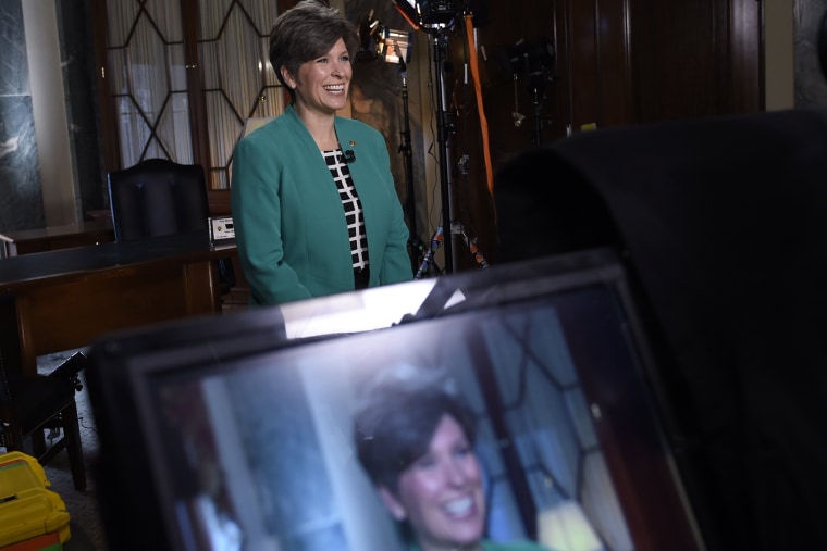 Sen. Joni Ernst, R-Iowa rehearses her remarks for the Republican response to President Obama's State of the Union address, Jan. 20, 2015, on Capitol Hill in Washington, D.C. (Photo by Susan Walsh/AP)
