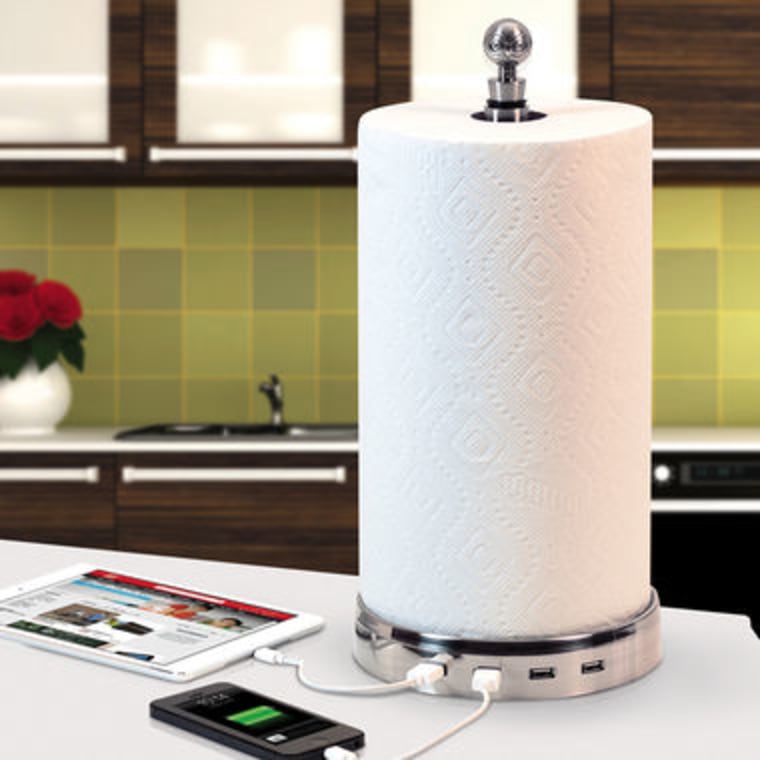 Paper Towel Hub With Four USB Ports - SkyMall