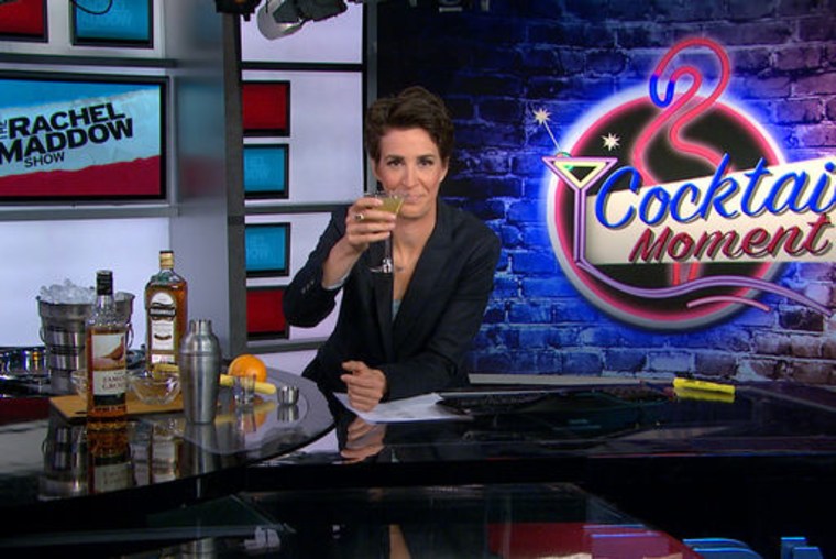Rachel Maddow has a cocktail moment.