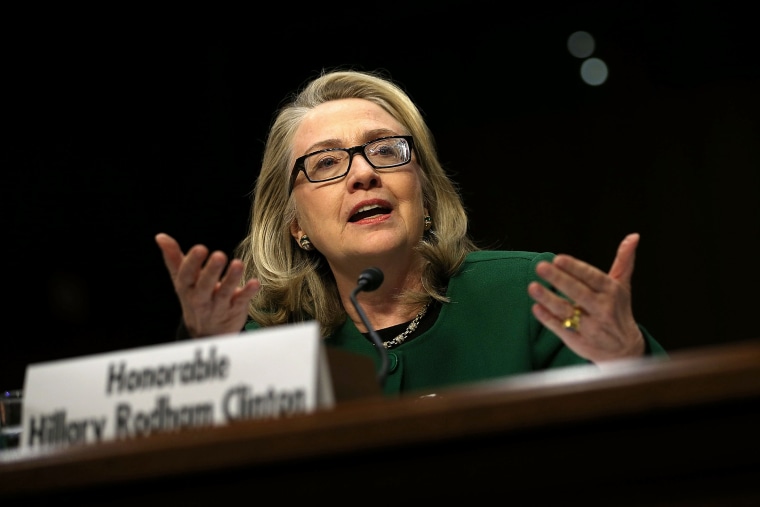 Then-U.S. Secretary of State Hillary Clinton testifying before the Senate Foreign Relations Committee in 2013.