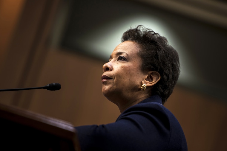 Loretta Lynch listens during her confirmation hearing before the Senate Judiciary Committee Jan. 28, 2015 in Washington, D.C. (Photo by Brendan Smialowski/AFP/Getty