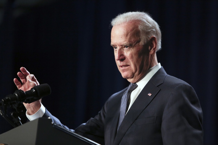 Vice President Joe Biden gestures while speaking to members of the House Democratic Caucus in Philadelphia, Jan. 30, 2015. (Photo by Joseph Kaczmarek/AP)