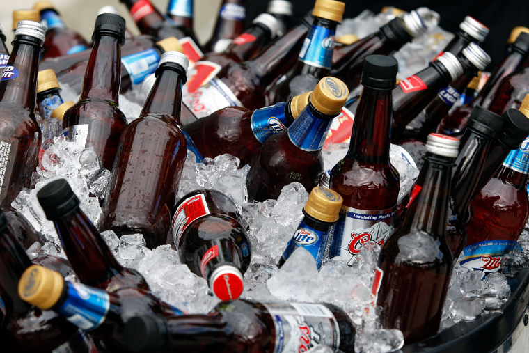 A detailed picture of bottles of beer before Super Bowl XLIII between the Arizona Cardinals and the Pittsburgh Steelers on February 1, 2009 at Raymond James Stadium in Tampa, Fla.