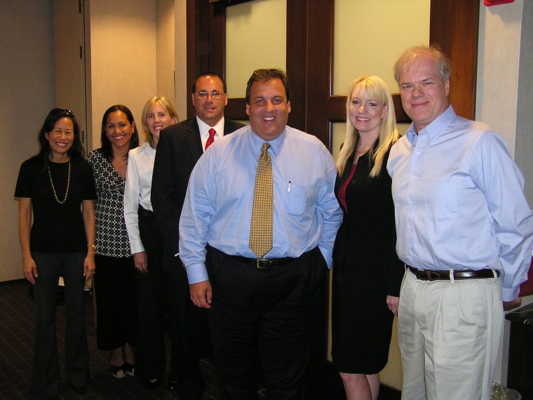 Chris Christie is seen in a photo with activists with the NJ Coalition For Vaccination Choice. (Courtesy of Louise Habakus)