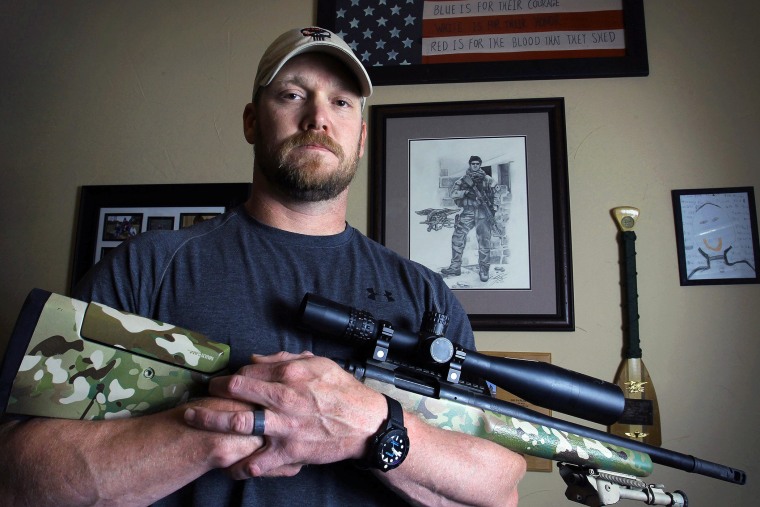 In this April 6, 2012, photo, former Navy SEAL and author of the book \"American Sniper\" poses in Midlothian, Texas. (Photo by Paul Moseley/The Fort Worth Star-Telegram/AP)