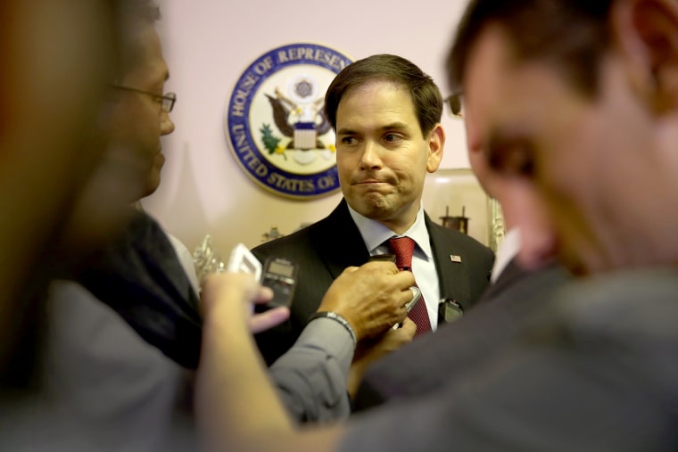 Sen. Marco Rubio (R-FL) speaks to the media on Dec. 18, 2014 in Miami, Fla.