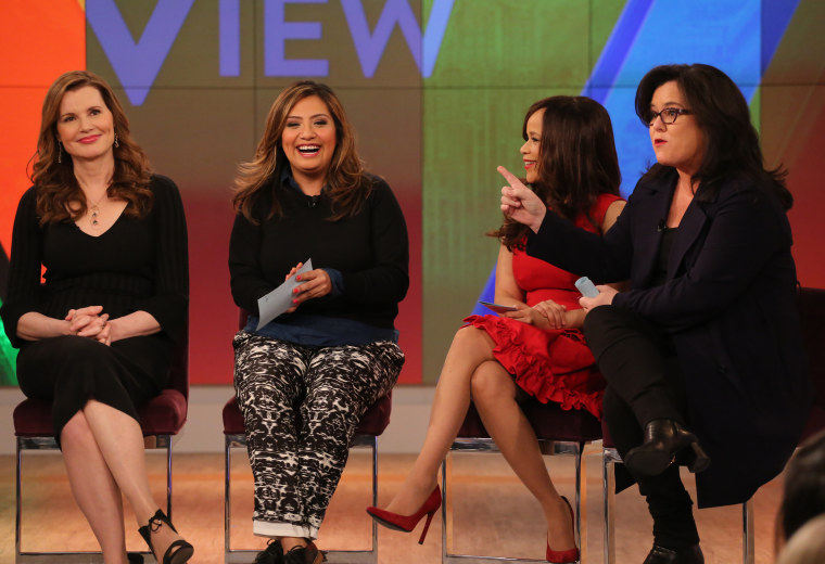 Rosie O'Donnell with co-hosts and guest Geena Davis on The View, Feb. 5, 2015. (Photo by Fred Lee/ABC via Getty)